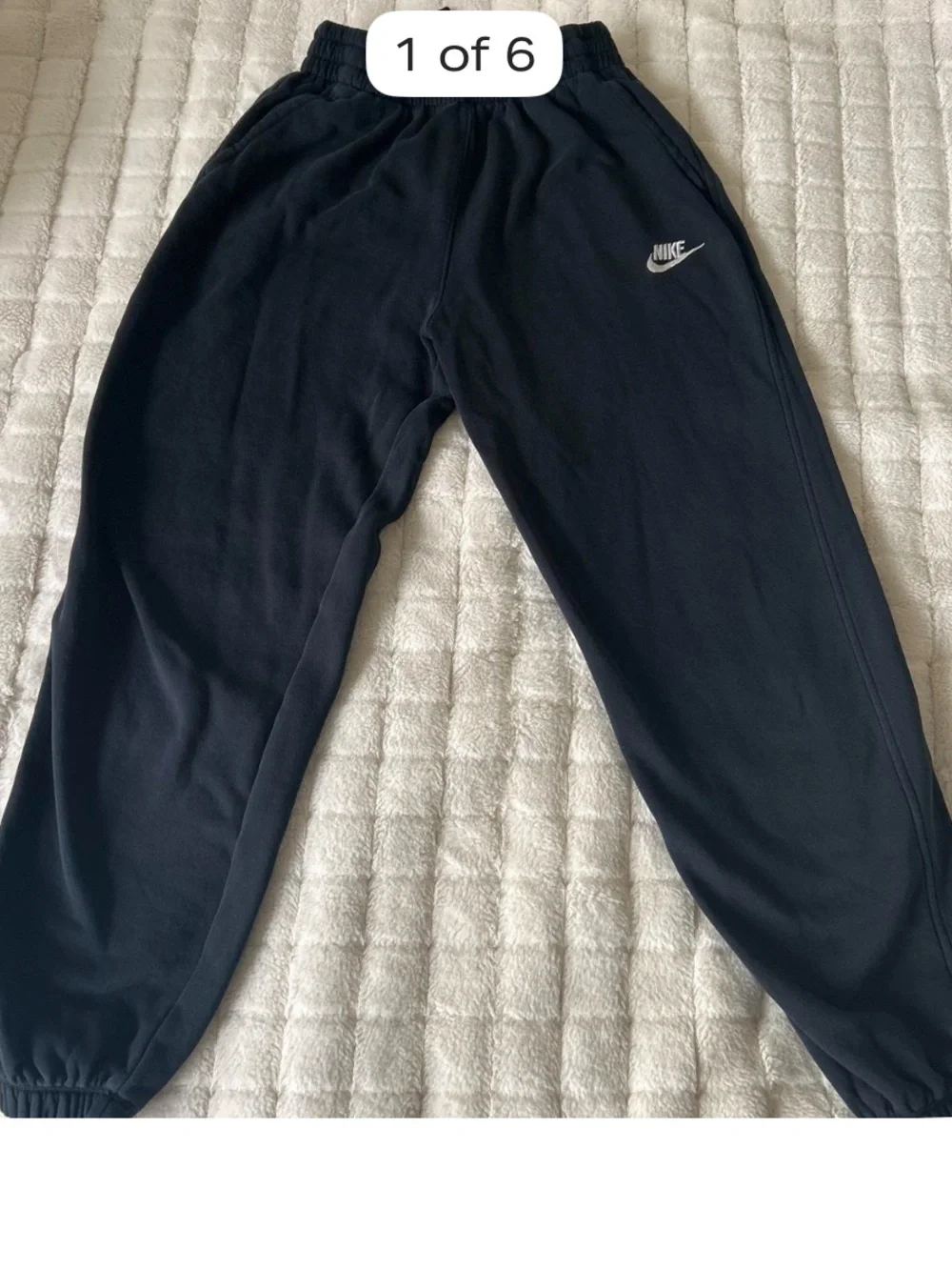 Nike Kids Black Jogger Sweatpants with White Swoosh